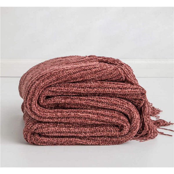 130Cm X 160Cm Warm Cozy Knitted Throw Rust Blankets