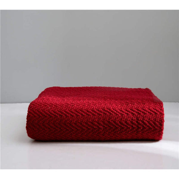 130Cm X 160Cm Warm Cozy Knitted Throw Red Blankets