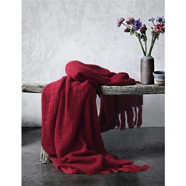 130Cm X 160Cm Warm Cozy Knitted Throw Red Blankets