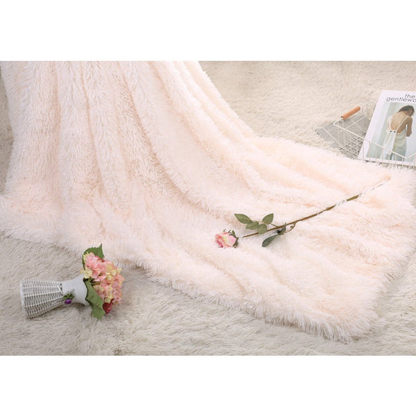 130X160cm Super Soft Long Coral Fleece Flurry Throw Blanket Blankets