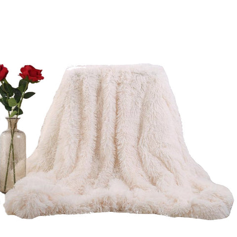 130X160cm Super Soft Long Coral Fleece Flurry Throw Blanket Blankets