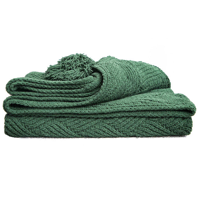 130Cm X 160Cm Warm Cozy Knitted Throw Green Blankets