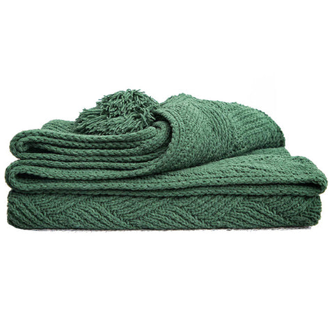 130Cm X 160Cm Warm Cozy Knitted Throw Green Blankets
