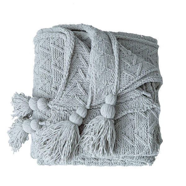 130Cm X 160Cm Warm Cozy Knitted Throw Grey Blankets