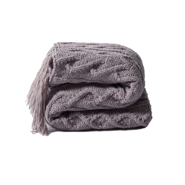 130Cm X 160Cm Warm Cozy Knitted Throw Grey Blankets