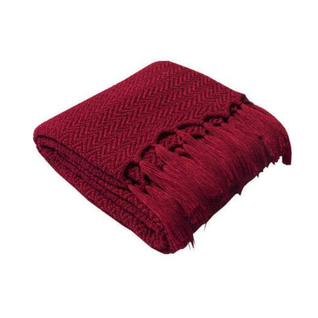 130Cm X 160Cm Warm Cozy Knitted Throw Red Blankets
