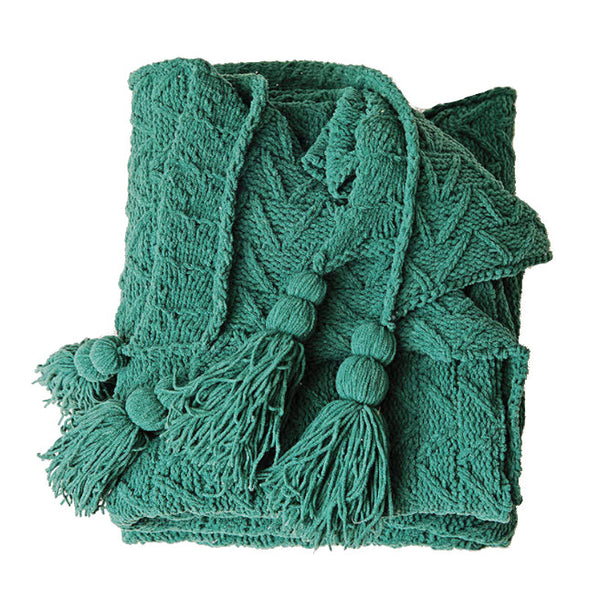 130Cm X 160Cm Warm Cozy Knitted Throw Green Blankets