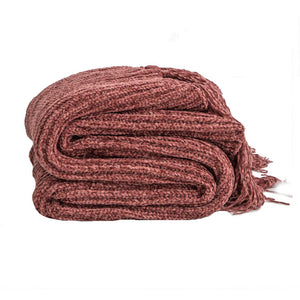 130Cm X 160Cm Warm Cozy Knitted Throw Blankets Rust