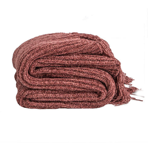 130Cm X 160Cm Warm Cozy Knitted Throw Blankets Rust