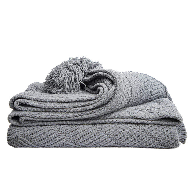 130Cm X 160Cm Warm Cozy Knitted Throw Grey Blankets