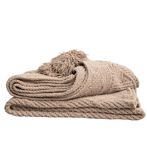130Cm X 160Cm Warm Cozy Knitted Throw Blankets Tan