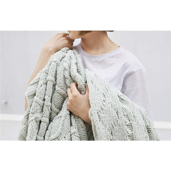 130Cm X 180Cm Warm Cozy Knitted Throw Blankets Pale Green