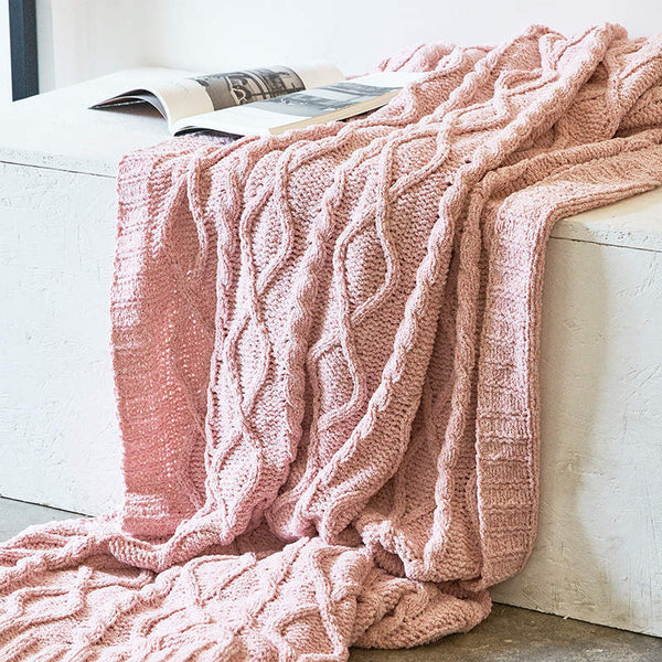 130Cm X 180Cm Warm Cozy Knitted Throw Pink Blankets