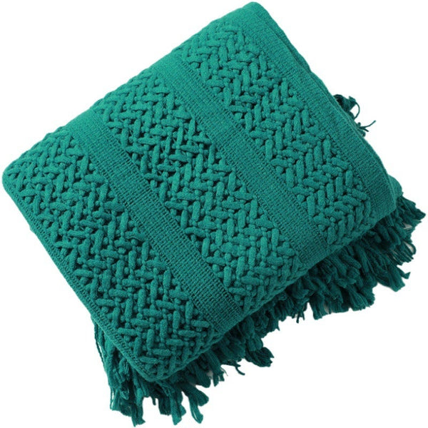 130Cm X 200Cm Warm Cozy Knitted Throw Blanket Green Blankets