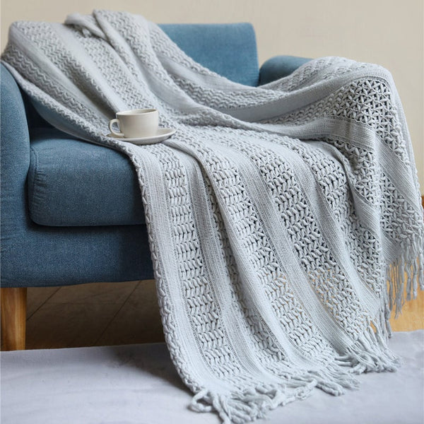 130Cm X 200Cm Warm Cozy Knitted Throw Blanket Beige