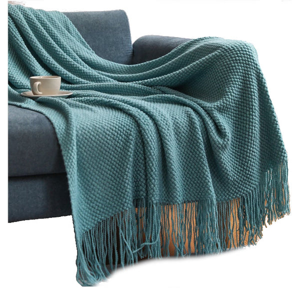 130Cm X 200Cm Warm Cozy Knitted Throw Blanket Green Blankets