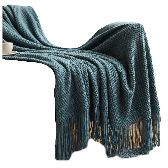130Cm X 200Cm Warm Cozy Knitted Throw Blanket Teal Blankets