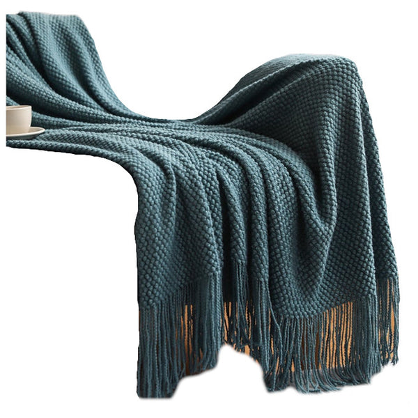 130Cm X 200Cm Warm Cozy Knitted Throw Blanket Teal