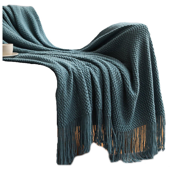 130Cm X 200Cm Warm Cozy Knitted Throw Blanket Teal Blankets