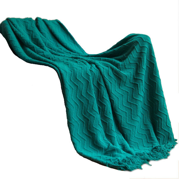 130Cm X 200Cm Warm Cozy Knitted Throw Blanket Green Blankets