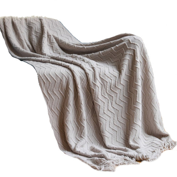 130Cm X 200Cm Warm Cozy Knitted Throw Blanket Beige Blankets
