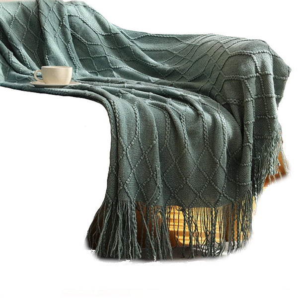 130Cm X 200Cm Warm Cozy Knitted Throw Blanket Green Blankets