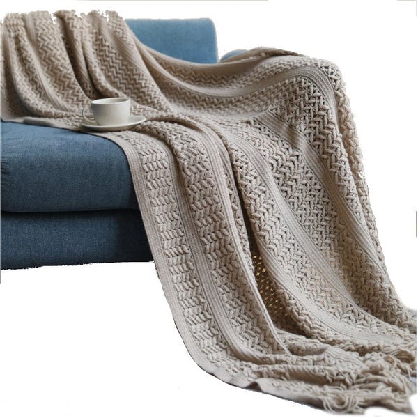130Cm X 200Cm Warm Cozy Knitted Throw Blanket Tan Blankets