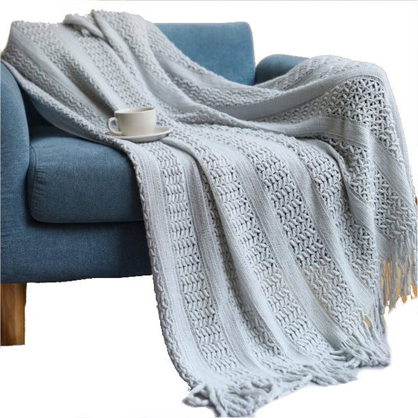130Cm X 200Cm Warm Cozy Knitted Throw Blanket Beige Blankets