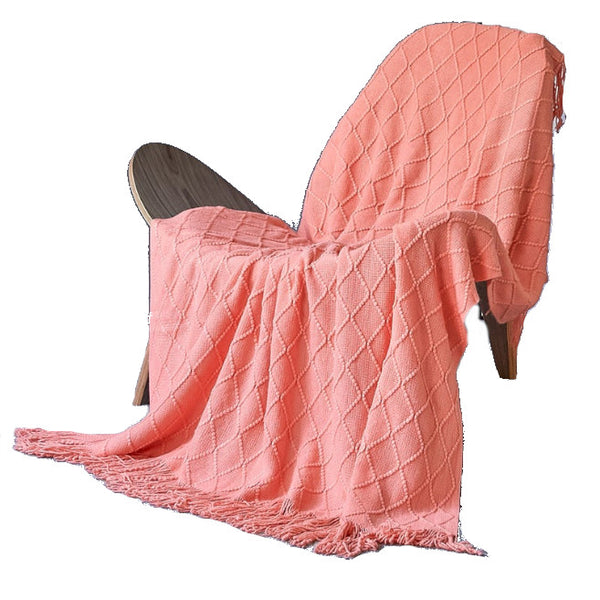 130Cm X 200Cm Warm Cozy Knitted Throw Blanket Coral Blankets