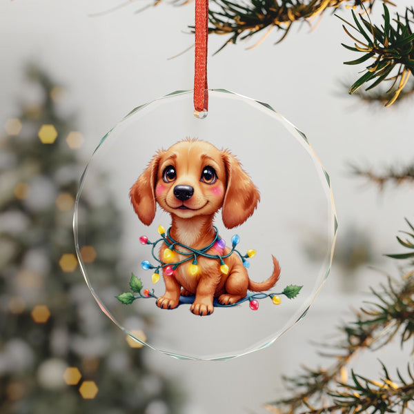 Crystal Glass Ornament Cute Dachshund Christmas Tree Decoration Dog Lover Gift Holiday Lights Seasonal Decorations