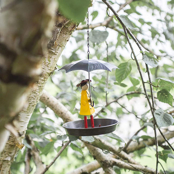Hanging Umbrella Girl Bird Feeder Garden Decor Bird Feeders