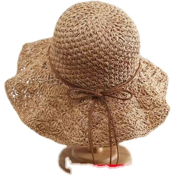 Fashionable Handmade Crochet Straw Hat Women Sun Protection Hats