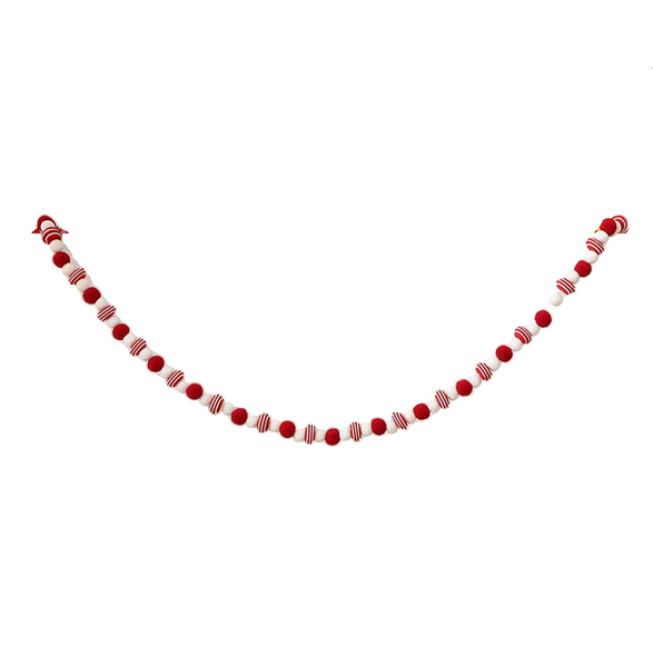 Santa Yuan New Red And White Ball String Felt Banner Diy Christmas Tree Decoration Window Hanging Ornament Seasonal Decorations