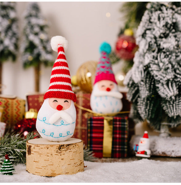 Christmas Decoration Cartoon Striped Pom Hanging Ornament Pointed Hat Old Man Head Tree Seasonal Decorations