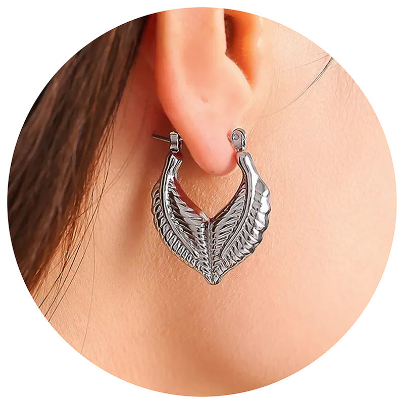 Veile Studios Leaf Patchwork Heart Shaped Titanium Steel Earrings