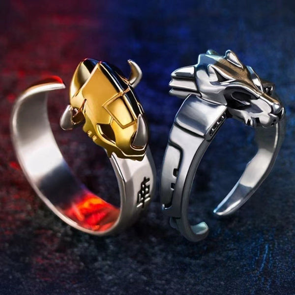 Sweet &Amp; Cool Style Digital Monster Ring Dragon Sword Metal Garurumon Anime Couple Matching Rings