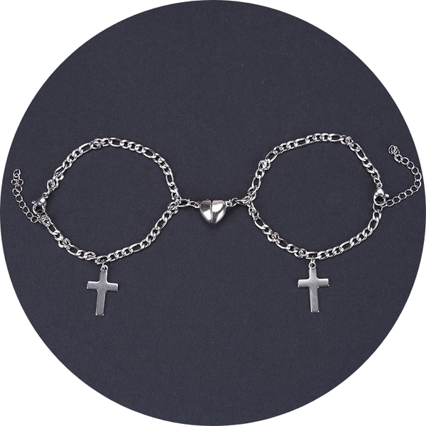 Veile Studios Heart Shape Lock Suction Couple Combination Bracelet Fashion Jewellery Bracelets