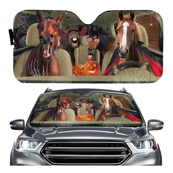Funny Horse Driving 3D Printing Car Sun Visor Auto Decoration For Vehicle Parts Accessories Sun Visors