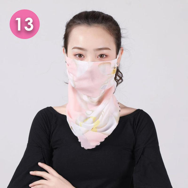 Summer Masks Flower Printed Women's Large Neck Guard Sun Protection Scarf Scarves & Wraps