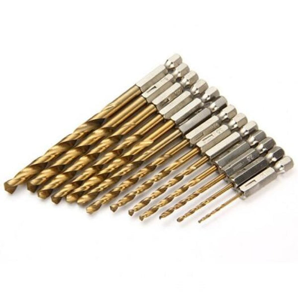 13Pcs Titanium Coated Drill Bit Set Yellow Drill Bits