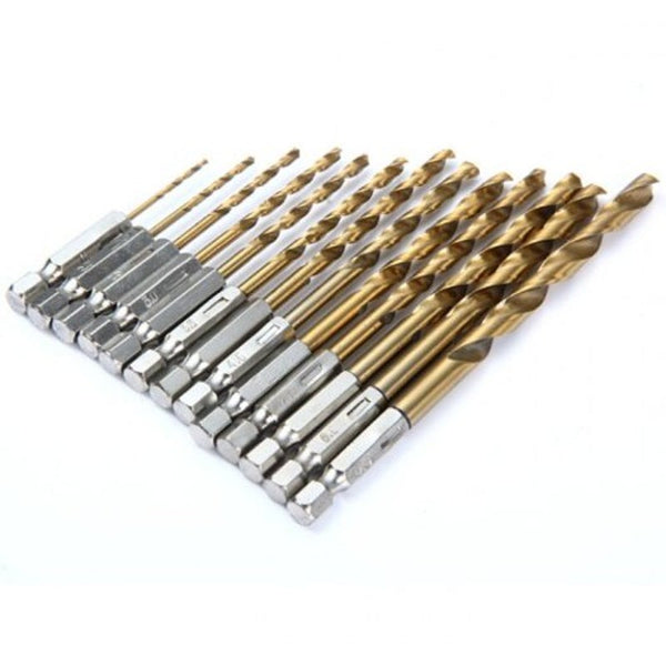 13Pcs Titanium Coated Drill Bit Set Yellow Drill Bits