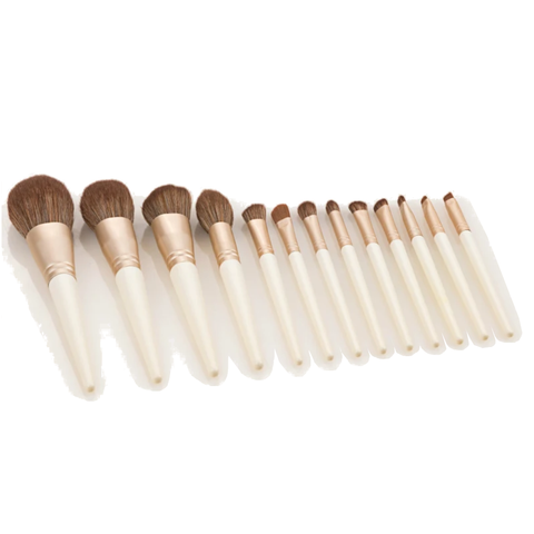 13Pcs Cone Pearl White Makeup Set Loose Powder Eyeshadow Eyebrow Tool Kit Brushes