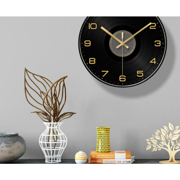 14 Inch Simple All Black Classic Mute Wall Clock Living Room Office Decoration Wall Clocks