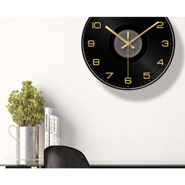 14 Inch Simple All Black Classic Mute Wall Clock Living Room Office Decoration Wall Clocks