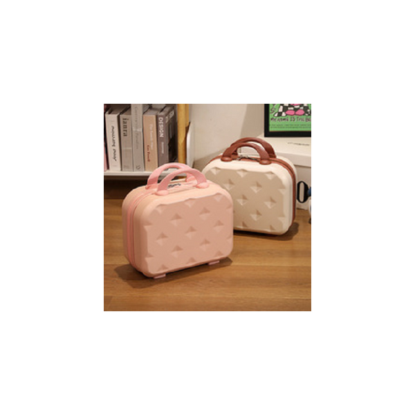 Pink 14 Inch Mini Handheld Luggage Case Stylish Makeup And Storage Box With Abs Shell Makeup Bags & Cases