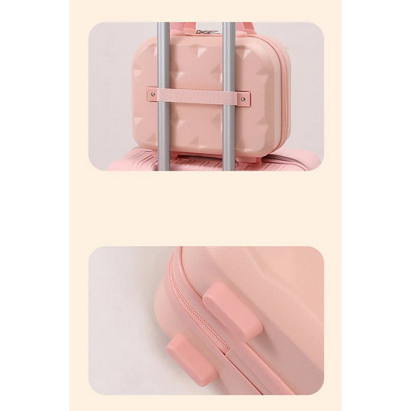 Pink 14 Inch Mini Handheld Luggage Case Stylish Makeup And Storage Box With Abs Shell Makeup Bags & Cases