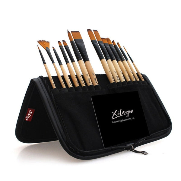 14 Pcs Professional Paint Brushes Different Shape Nylon Hair Artist Painting For Acrylic Oil Watercolor Supplies Artists Brushes