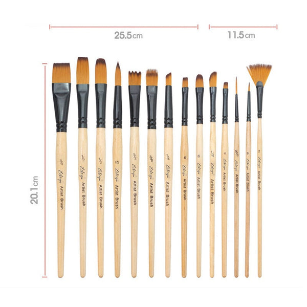 14 Pcs Professional Paint Brushes Different Shape Nylon Hair Artist Painting For Acrylic Oil Watercolor Supplies