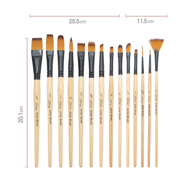 14 Pcs Professional Paint Brushes Different Shape Nylon Hair Artist Painting For Acrylic Oil Watercolor Supplies Artists Brushes