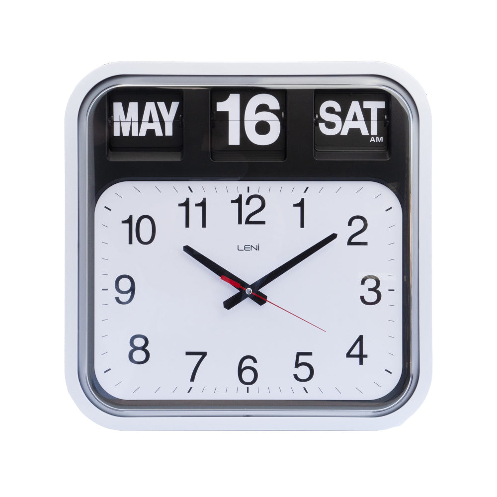 Banker's Wall Clock With Calendar Silent Quartz Movement White 43 Centimetres Wall Clocks